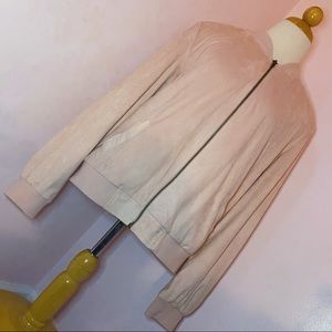 Lightweight Faux Suede Blush Pink Bomber Jacket